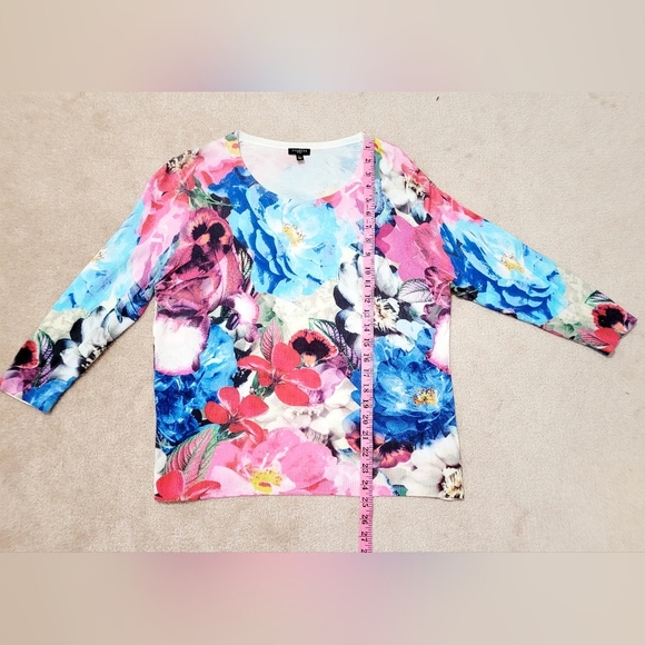 Talbots Colorful Floral 3/4 Sleeve Lightweight Sweater Womans Size XL Petite - Picture 6 of 9